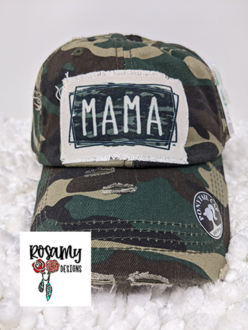 Framed Camo Mama Ponytail Hat